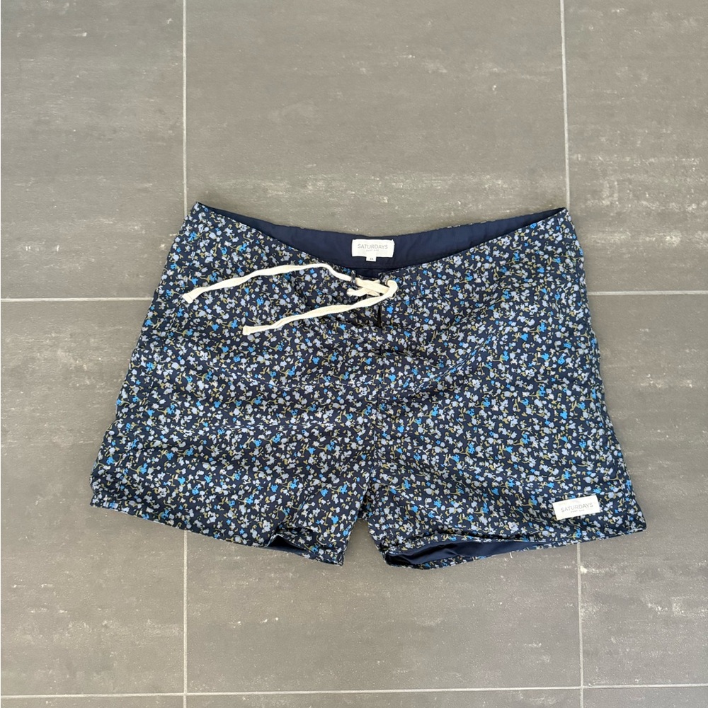 Saturdays New York City Navy Floral Swim Trunks